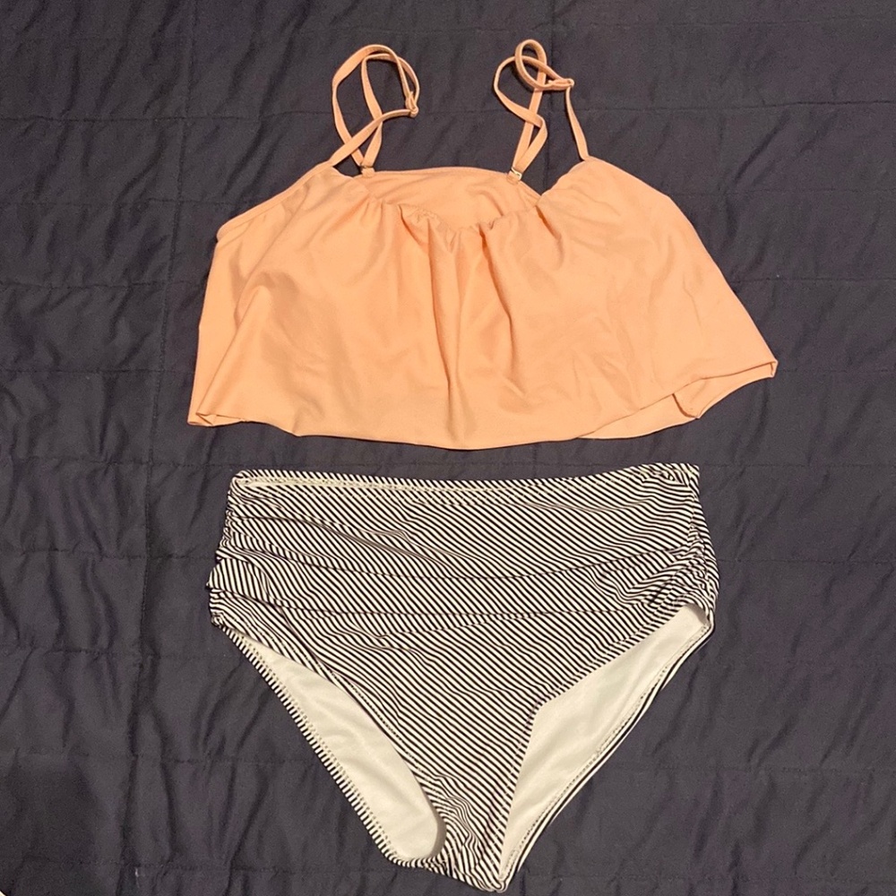 Light Salmon and striped bikini